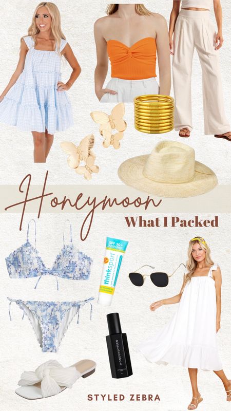 What I packed for our honeymoon! 🍯🌙 honeymoon travel. Beach vacation outfits. Summer outfits. Summer dress  