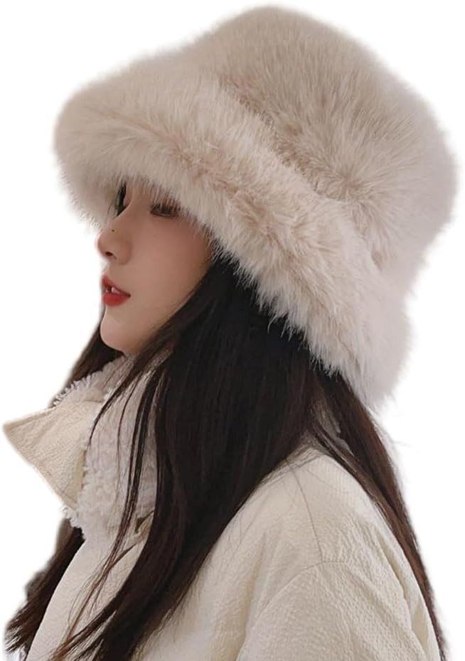 Fuzzy Faux Fur Diva Bucket Hat for Women - Luxurious Winter Hat for Fashionable Ladies | Amazon (US)