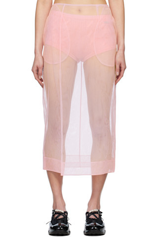 Simone Rocha - Pink Sheer Slit Pencil Midi Skirt | SSENSE