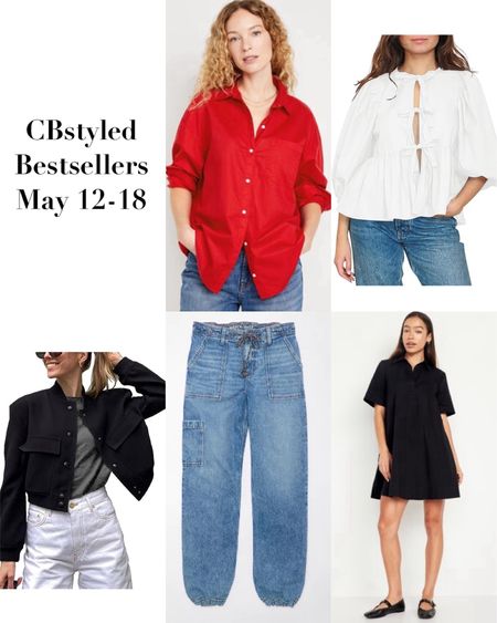Bestsellers May 12-18! I’m 5’ 7 size 4ish: 
 1. Button up shirt: on sale! 100% cotton, material is thin and perfect for spring and summer. 16 color ways! I sized up to M cause I have long arms and the sleeves are still slightly short on me. 5
2. Tie front Amazon top: designer look for less! Trendy style and so cute, tie the ties close together and wear a nude bra, it won’t really show. I got my usual small and it’s pretty roomy and wide. Ships to Canada (the version on .ca is not longer available) 
3.  Amazon bomber jacket: my most worn spring jacket, 10% off! I sized up to M for more overall and sleeve length and I love how it fits, ordered white in M and it’s too big 🤷🏻‍♀️ (maybe order two sizes and return one) 
4. Denim joggers: drawstring waist and the bottom can be cinched tighter. Great for spring and summer and so comfortable. 20% off! Sizes are limited now but also try the other color way, it looks pretty similar. 
5. Old Navy shirt dress: very cute and breezy for summer, so versatile, has pockets & is on sale! I sized up to M and I find it too wide and short so I exchanged for S tall. 
Also linked more of the most popular items


#LTKStyleTip #LTKFindsUnder100 #LTKSaleAlert