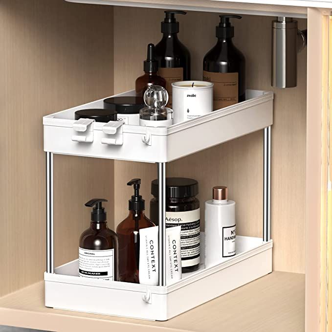 SPACEKEEPER Under Sink Organizer, 2 Tier Under Sink Storage Organizer, Bathroom Standing Rack, Ba... | Amazon (US)