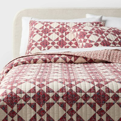 King Patchwork Reversible Quilt Set Red - Threshold™ | Target