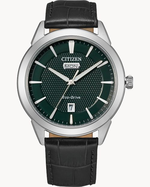 Corso Green Dial Leather Strap AW0090-02X | CITIZEN | Citizen Watch