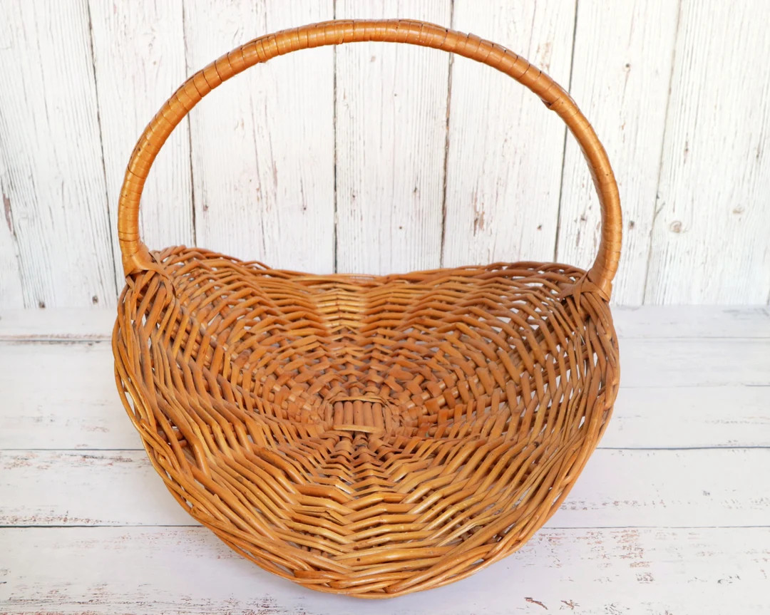 RESERVED Vintage Flower Basket | Woven Rattan Wicker | Rustic Farmhouse French Country Cottage Ho... | Etsy (US)