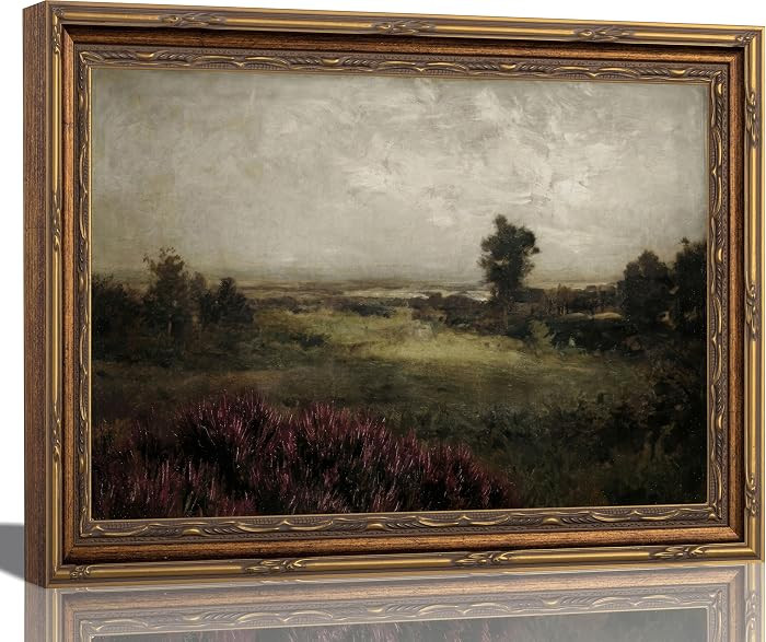 Vintage Gold Framed Landscape Wall Art, Moody Countryside Scenery Canvas Picture, Antique Nature ... | Amazon (US)