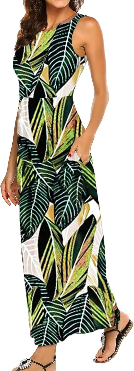 Hount Women's Summer Sleeveless Striped Flowy Casual Long Maxi Dress with Pockets | Amazon (US)