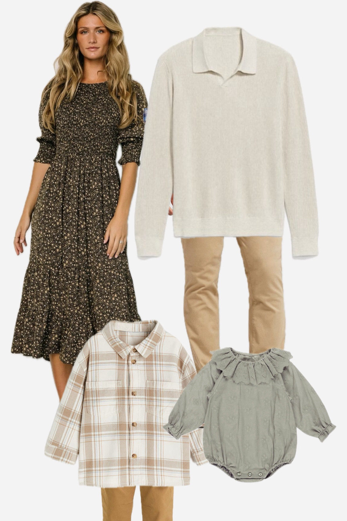 Perfect neutral combo for fall family photos. Mixing a small floral with a plaid is always a favorite! 

#LTKBaby #LTKBump #LTKFamily