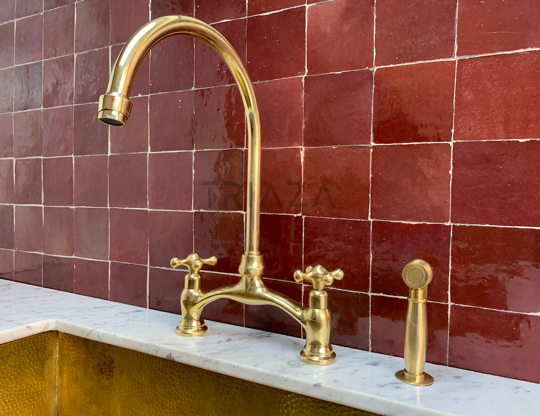 Unlacquered Solid Brass Kitchen Faucet , Kitchen Faucet , Brass Faucet Kitchen , Sink Faucet , Ki... | Etsy (US)
