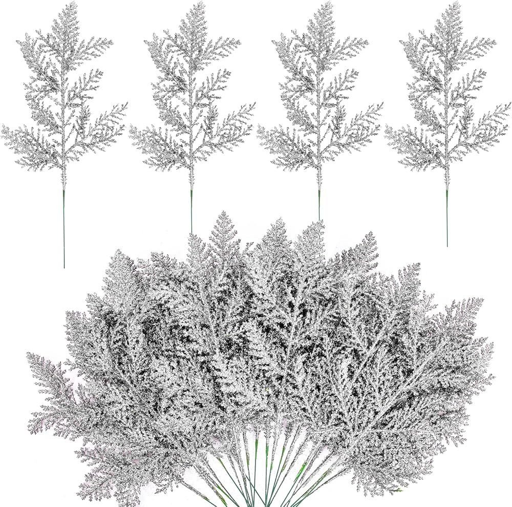 Watayo 30 PCS Glitter Artificial Pine Needles-10.6 Inch Fake Foliage Pine Stems Picks for DIY Gar... | Amazon (US)