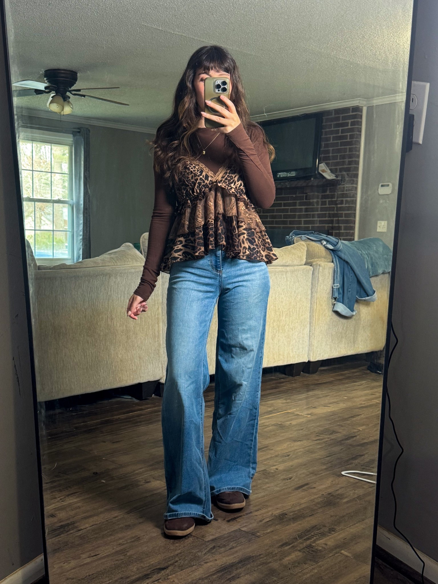Cute layering moment with this brown long sleeve and cheetah babydoll top! Paired with my favorite affordable jeans and new sneakers! 

#LTKmomlife #LTKootd #LTKgrwm