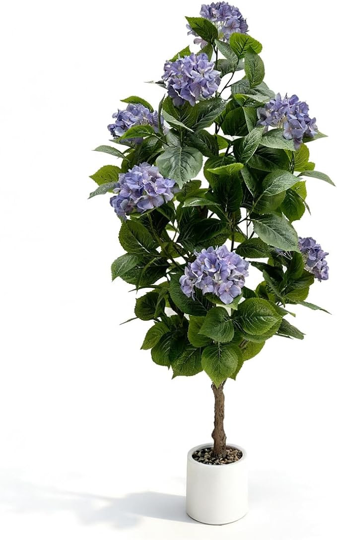 5ft Faux Hydrangea Tree, Artificial Hydrangea Tree Indoor, Fake Silk Hydrangea Plant with Light P... | Amazon (US)