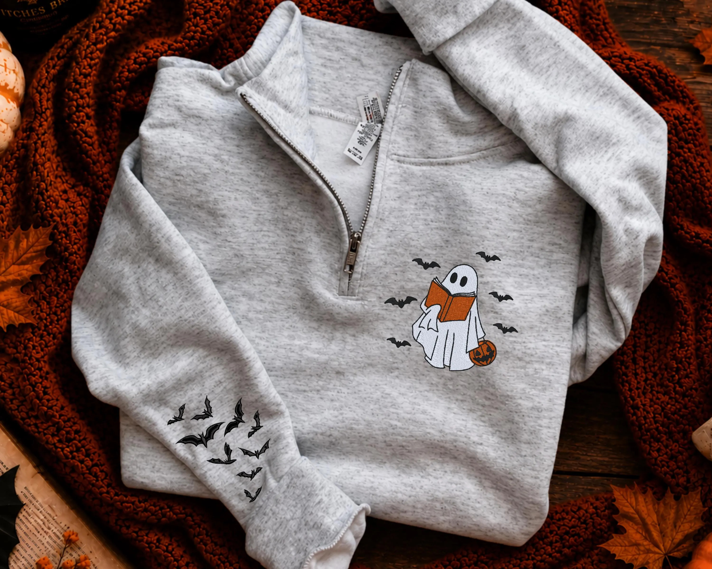 Book Lover Halloween Sweatshirt Quarter Zip, Ghost Reader Sweatshirt, Cozy Bookish Pullover, Fall Reader Gift | Etsy (Global)