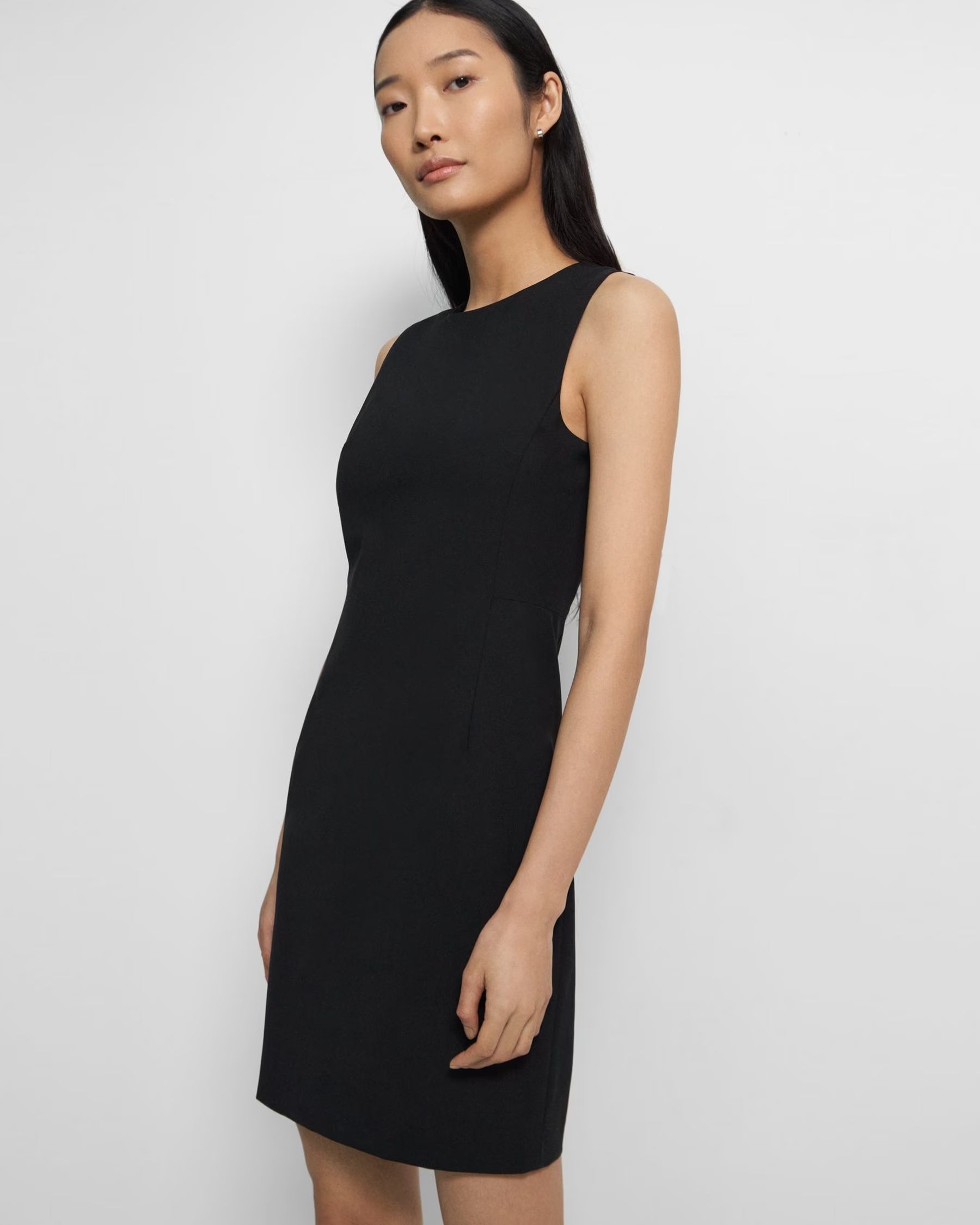 Sleeveless Fitted Dress in Good Wool | Theory