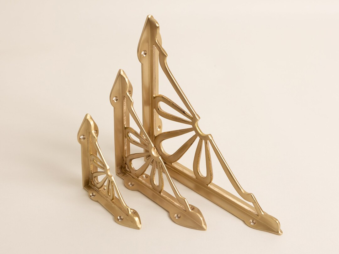 Satin Brass Flower Shelf Brackets Heavy Duty Brackets for Kitchen Bookshelf Brass Shelving Heavy ... | Etsy (US)