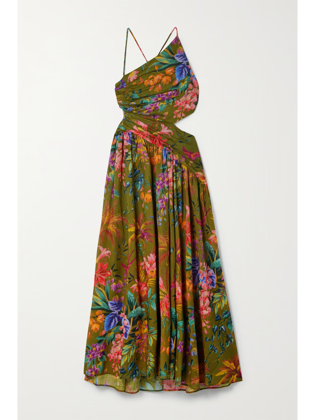 Zimmermann - Tropicana Cutout Floral-print Cotton-voile Midi Dress - Green | NET-A-PORTER (US)