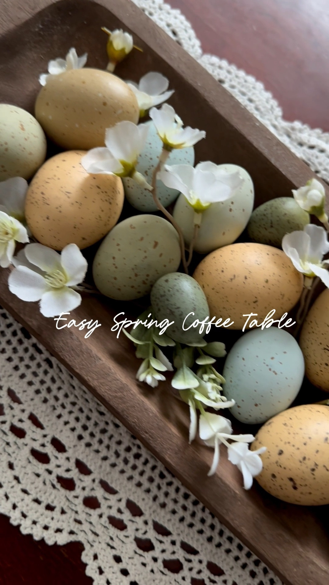 Easter coffee table decor, spring decorations, wooden dough bowl, decorative Easter eggs 

#LTKHome #LTKspring #LTKSaleAlert