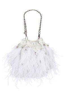 olga berg Livvy Feather Pouch in White from Revolve.com | Revolve Clothing (Global)