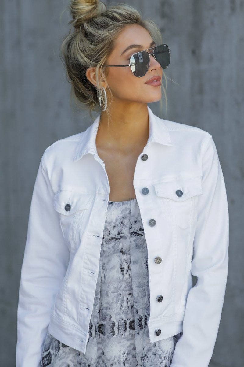 Framed By Love White Denim Jacket | Red Dress 