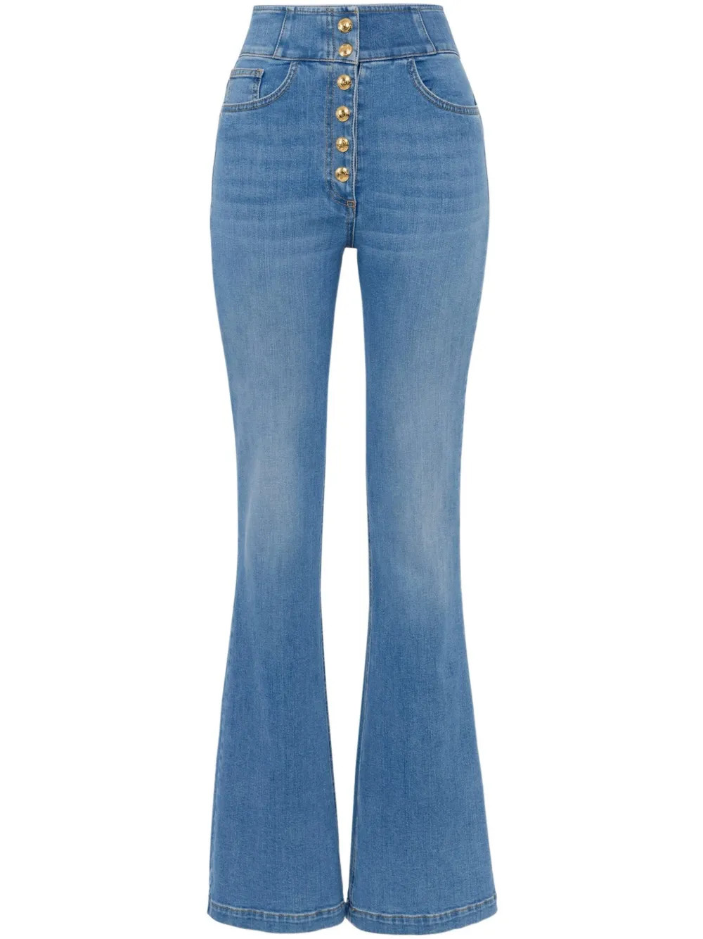 Elisabetta Franchi logo-button Flared Jeans | Blue | FARFETCH BE | Farfetch Global