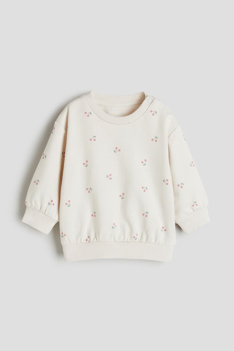 Cotton Sweatshirt - Cream/cherries - Kids | H&M US | H&M (US + CA)