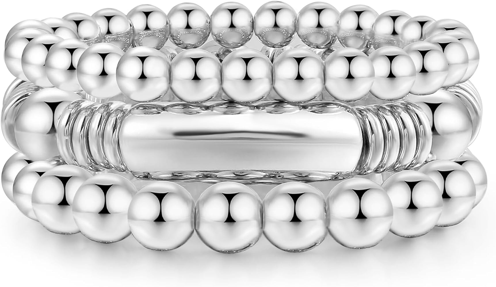 Gold Bangles Bracelet for Women Chunky Curved Stacking Plated Bead Ball Stretchable Bracelets | Amazon (US)