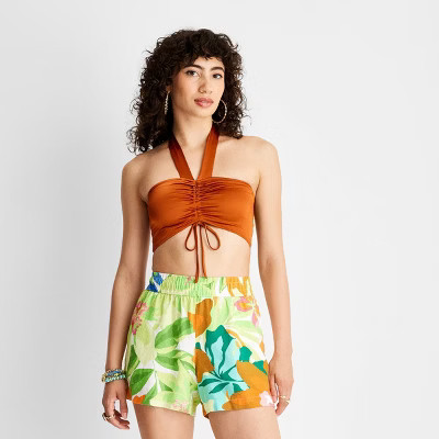 Women's Halter Neck Tie-Front Crop Tank - Future Collective™ with Alani Noelle | Target