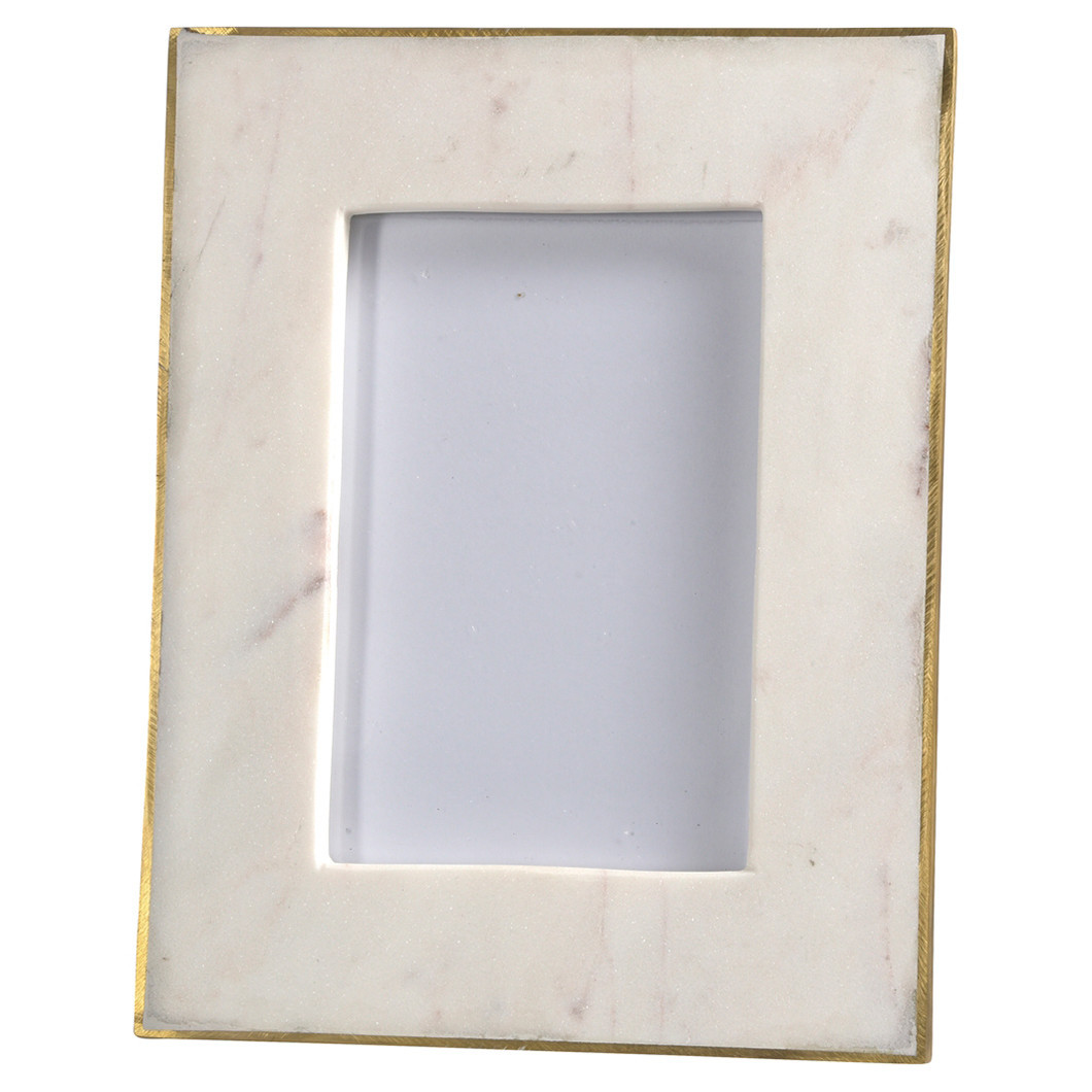 Estelle Modern Classic Gold Edge White Marble Picture Frame - 4x6 | Kathy Kuo Home