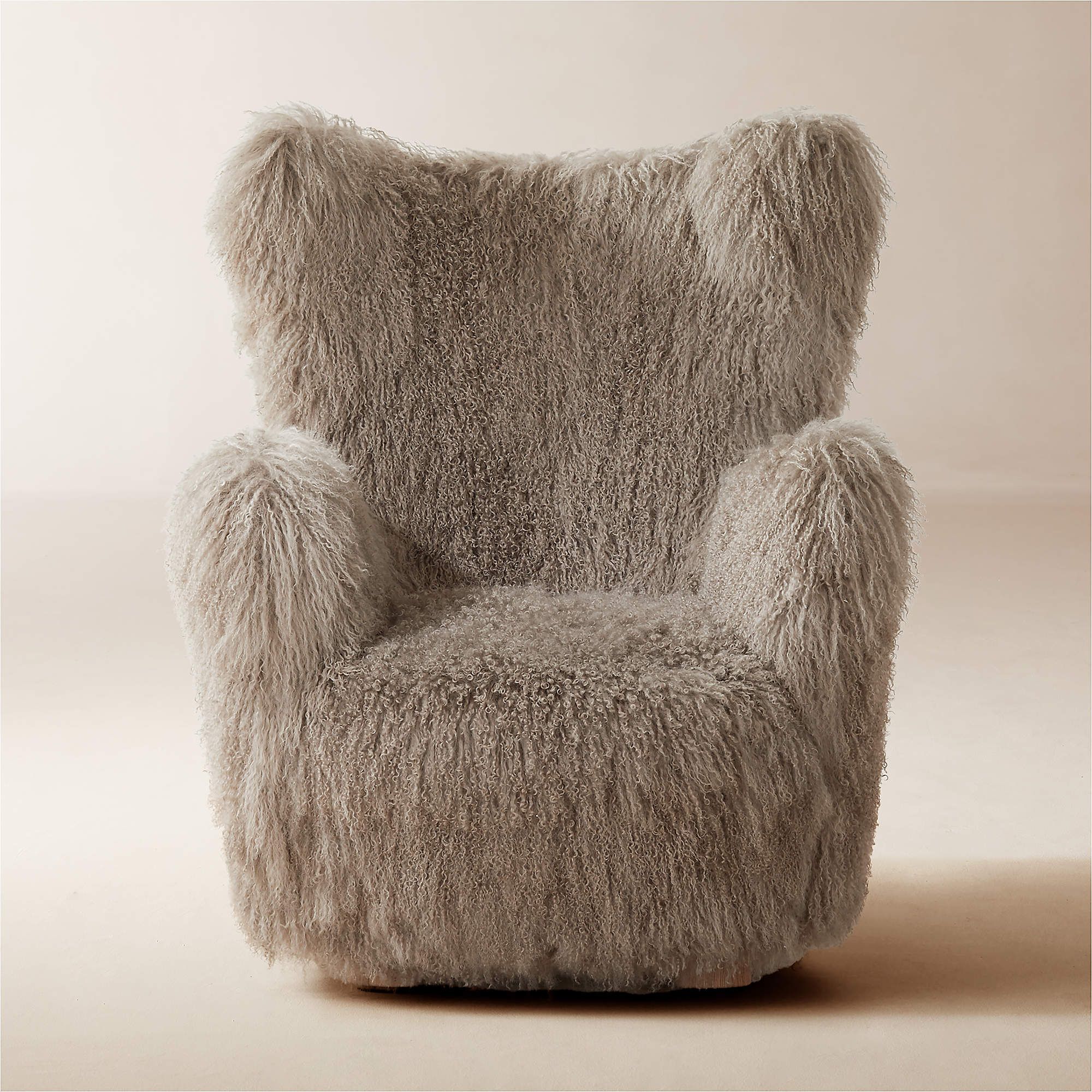 Bozzi Taupe Mongolian Sheepskin Accent Chair by Ross Cassidy + Reviews | CB2 | CB2