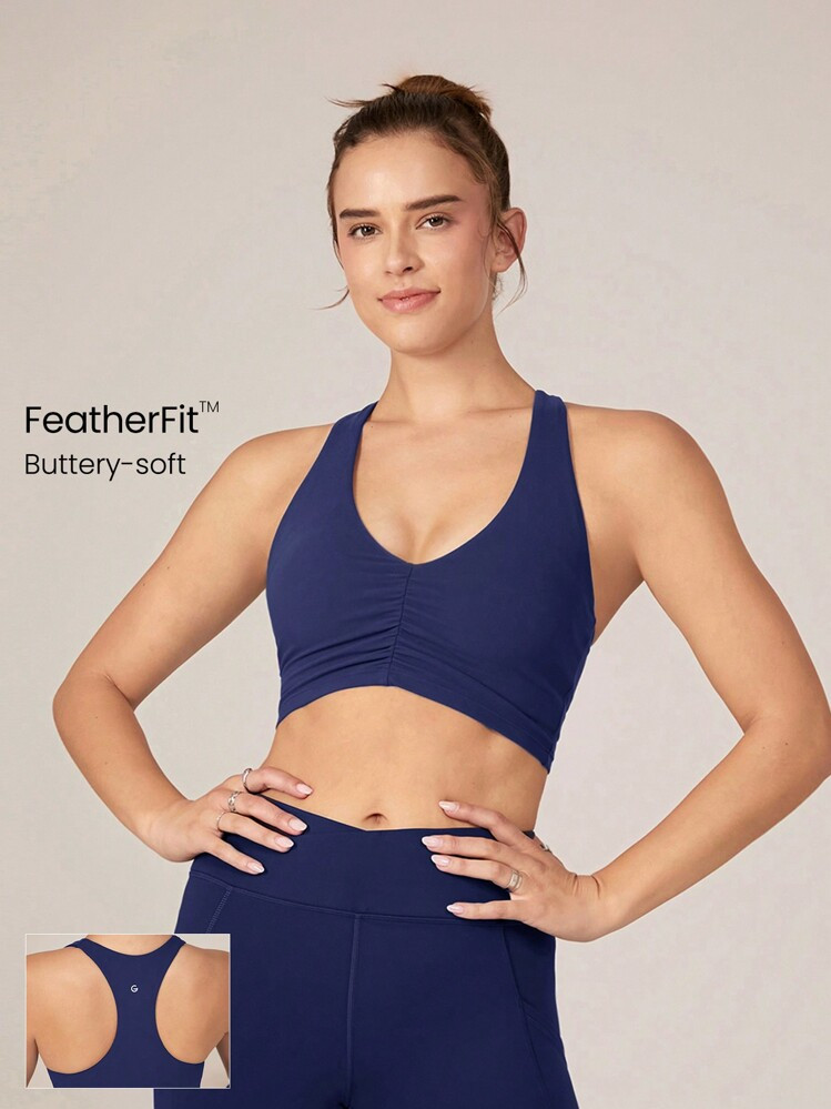 GLOWMODE FeatherFit™ Ruched Racerback Sports Bra Gym  Spring Summer | SHEIN