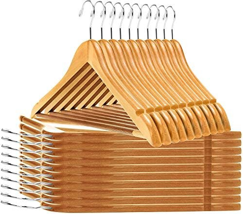 Quality Wooden Hangers - Slightly Curved Hanger 30-Pack Sets - Solid Wood Coat Hangers with Stylish  | Amazon (US)