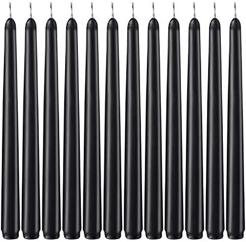 Laskey Dripless Taper Candles 10 Inch Tall Wedding Dinner Halloween Candle Set of 12 (Black) | Amazon (US)