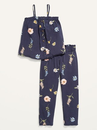 Printed Sleeveless Button-Front Swing Top and Pants Set for Toddler Girls | Old Navy (US)