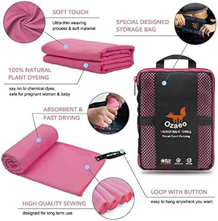 Ozaeo Microfiber Travel Towel, Lightweight Gym Towel, Quick Dry, Super Absorbent Camping Towel fo... | Amazon (US)