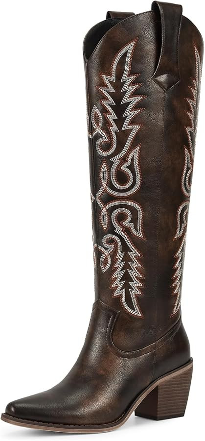 wetkiss Women's Pointed Toe Cowboy Boots | Amazon (US)