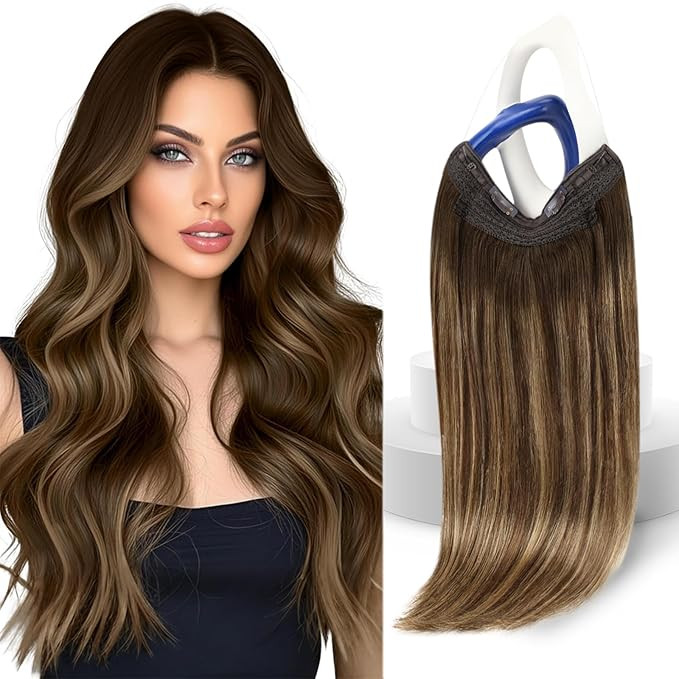Amazon.com : Sunny Hair Wire Hair Extensions Real Human Hair Softness 20 Inch 105G Color 4/4/27 C... | Amazon (US)