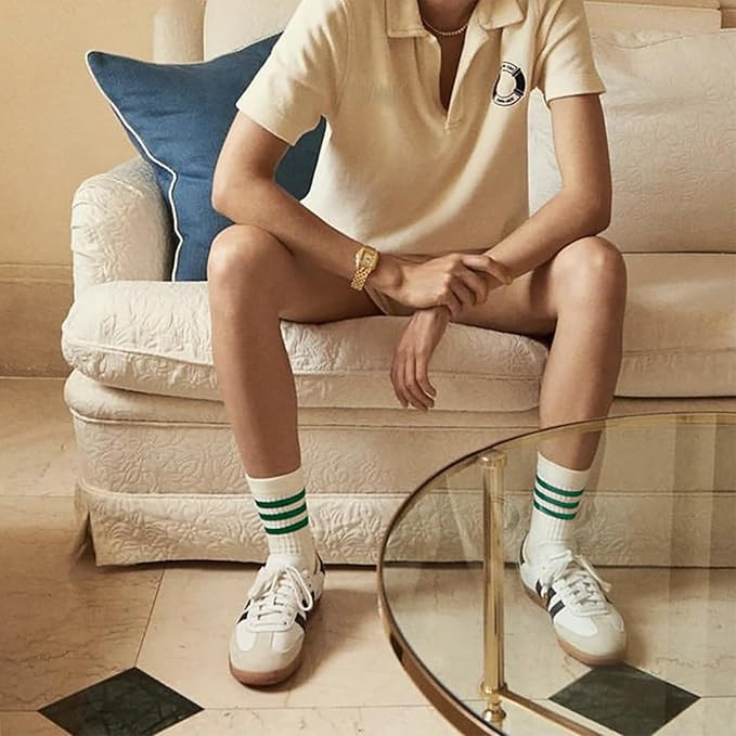 4 PARIS Stripe Crew Socks For Women Retro Athltic Socks Casual Cotton Stretchy Novelty Socks Unis... | Amazon (US)