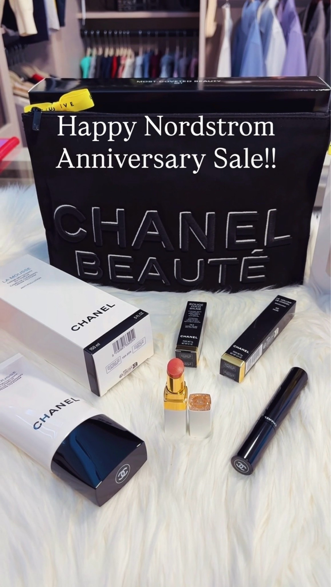 First time ever Chanel beauty set
included in the Nordstrom Anniversary Sale! It comes with the La Mousse cream to foam cleanser, the highly coveted Le Volume Mascara, and the Rouge Coco Baume in Honey Bliss a gorgeous neutral shade that goes with any makeup look. All full size products plus the gorgeous oversized makeup pouch! Such amazing quality! Perfect as a clutch or for travel!

#LTKSeasonal #LTKBeauty #LTKTravel
