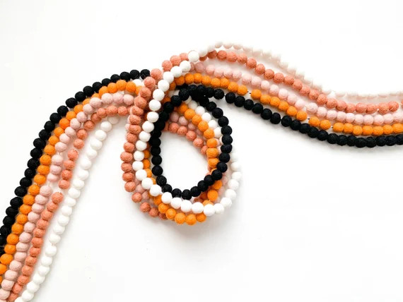 Fall Mini Felt Ball Fall Garland - 5 Color Options - Halloween, Bunting, Banner | Etsy (US)