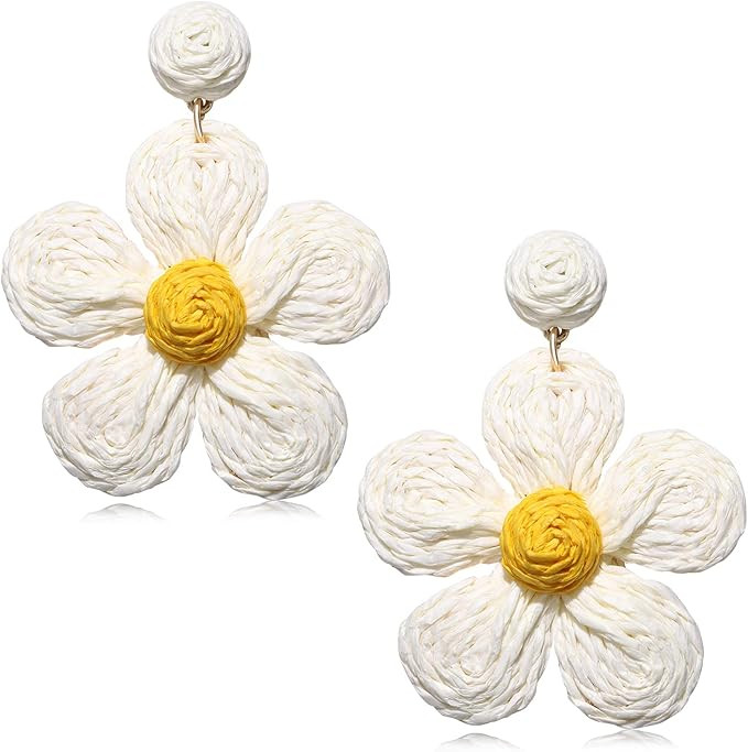 Vogueknock Rattan Earrings for Women Statement Boho Raffia Straw Wrapped Flower Drop Dangle Earri... | Amazon (US)