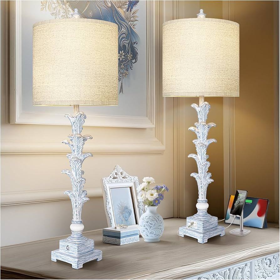 33'' Touch Table Lamp Set of 2 for Living Room , 3-Way Dimmable Buffet Lamps with USB Ports and W... | Amazon (US)