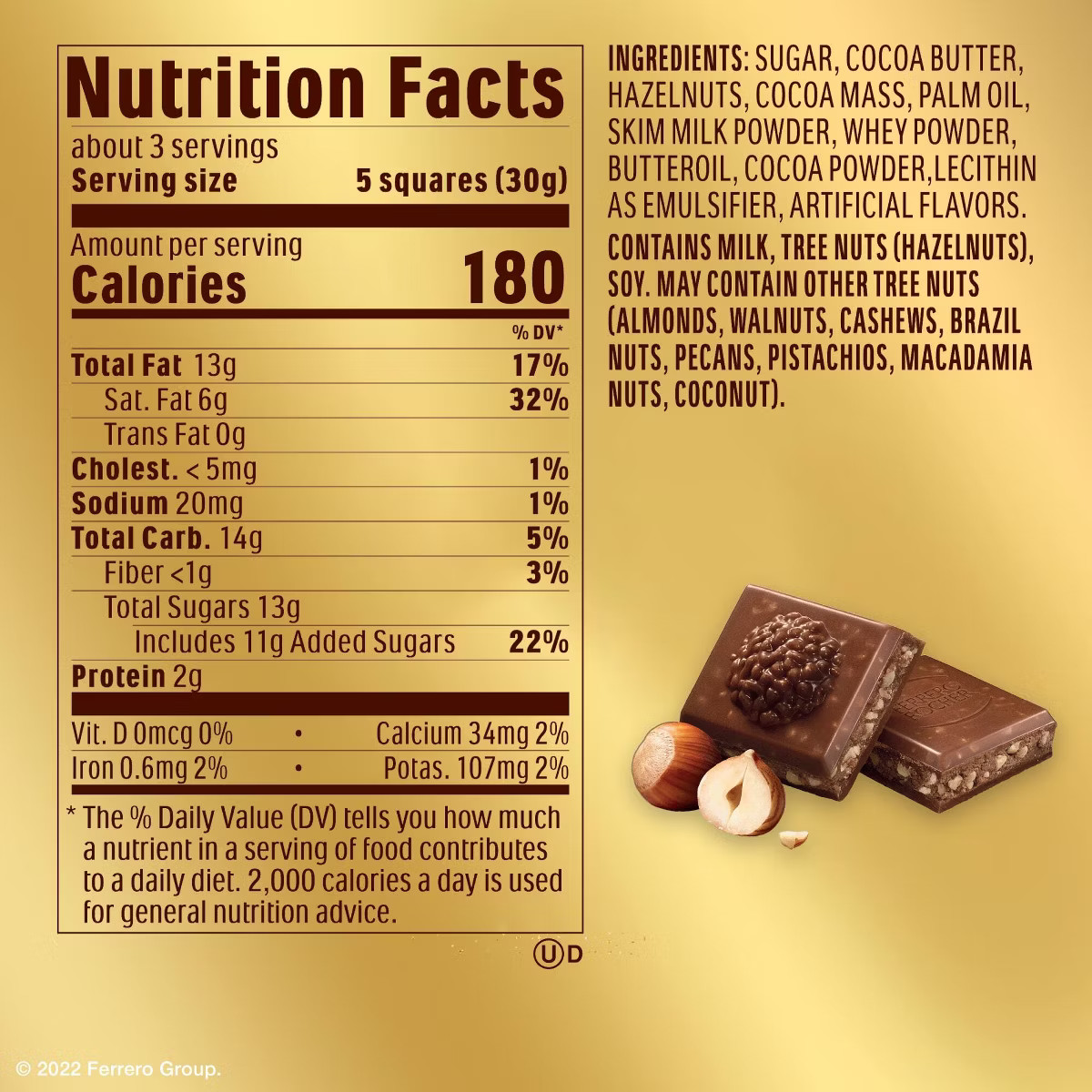 Ferrero Rocher Milk Chocolate Hazelnut Candy Bar - 3.1oz | Target