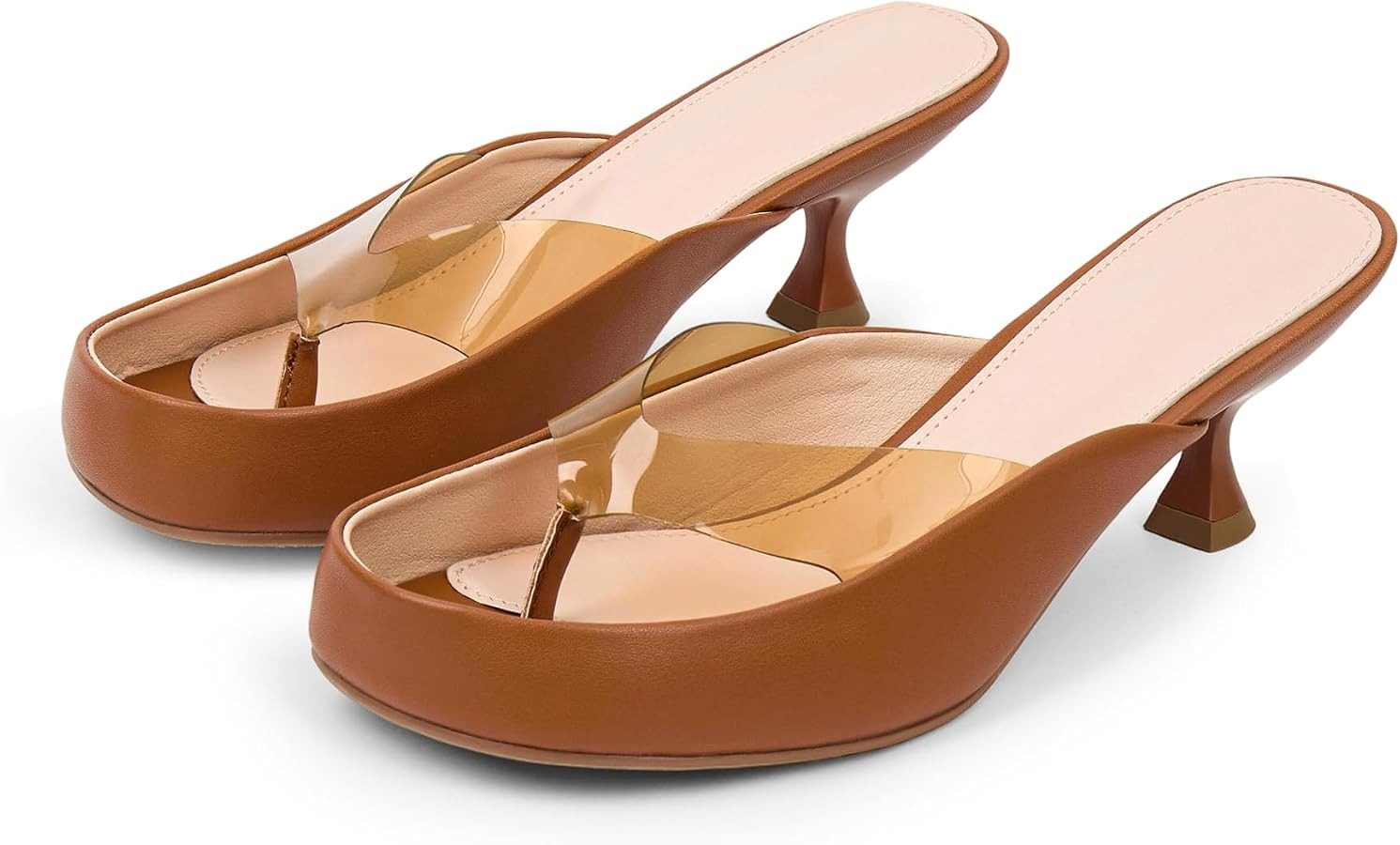 Jelly Kitten Heels Sandals for Women Clear Thong Flip Flop Shoes | Amazon (US)
