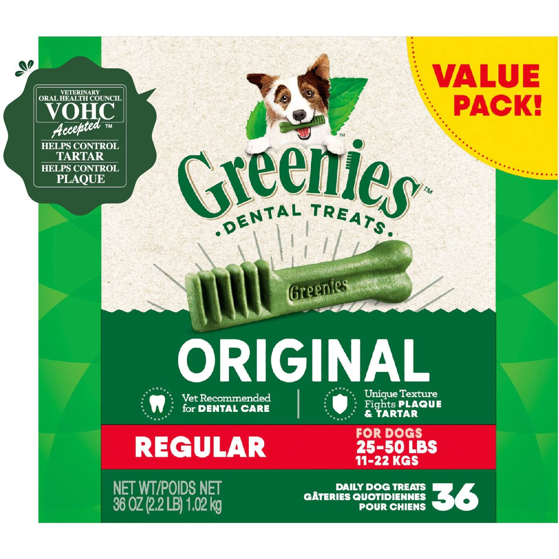 GREENIES Regular Original Chicken Flavor Dental Dog Treats, 36 count - Chewy.com | Chewy.com