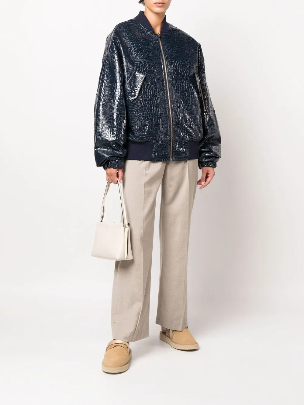 The Frankie Shop Hane Bomberjacke Mit Krokomuster - Farfetch | Farfetch Global