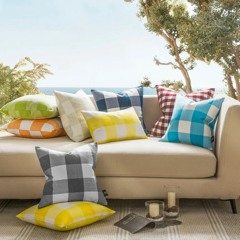 Phantoscope Buffalo Checker Plaids Series Cushion Decorative Throw Pillow, 20" x 20", Brown/White... | Walmart (US)