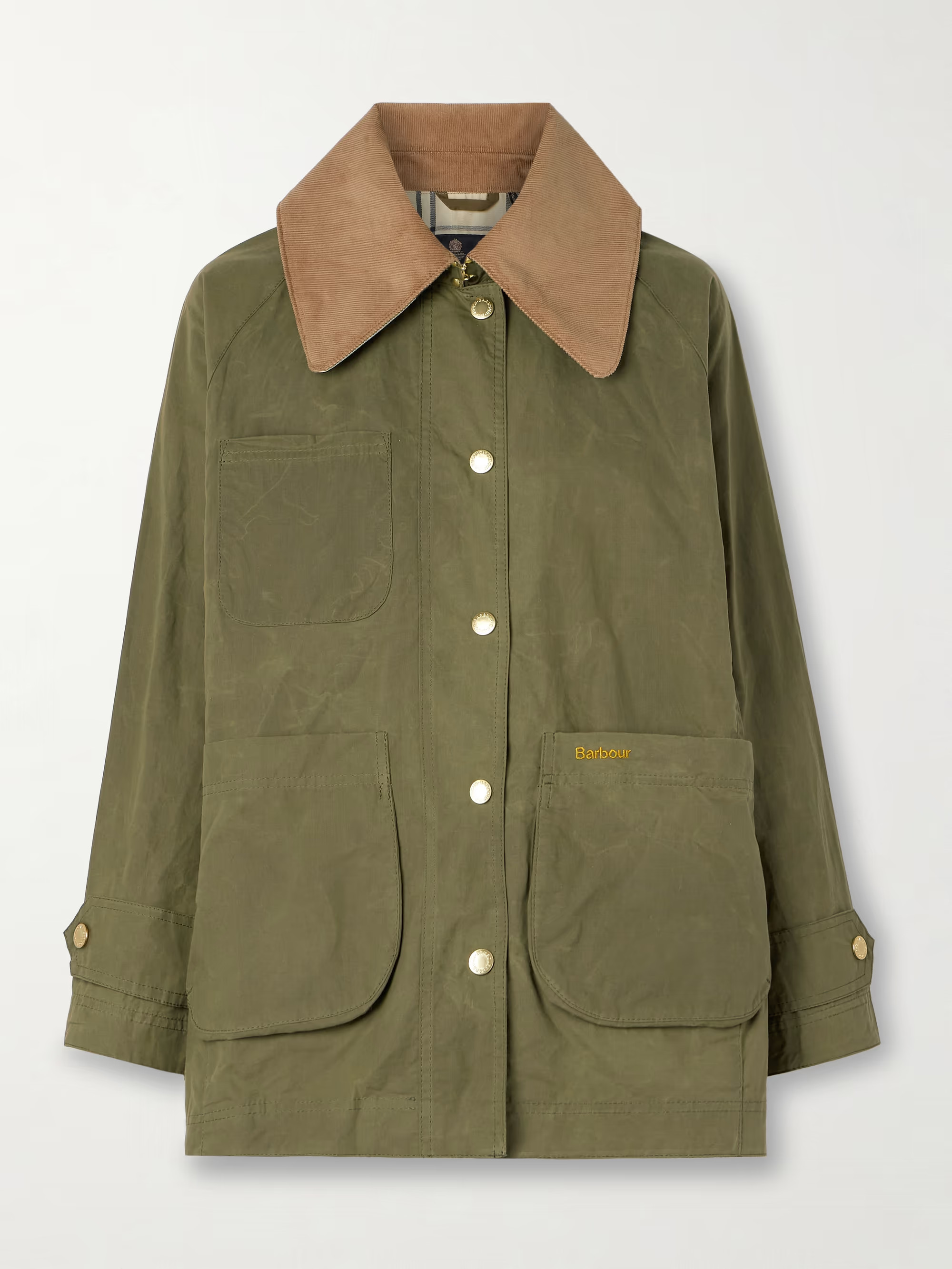 BARBOURHutton corduroy-trimmed coated-cotton jacket | NET-A-PORTER (US)