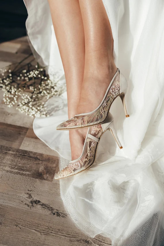 Wedding Sandals Floral Beaded and Sequin Embellished With a | Etsy | Etsy (US)