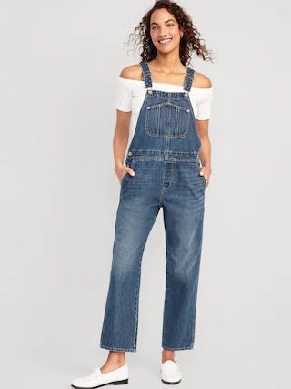 Slouchy Straight Ankle Jean Overalls | Old Navy (CA)