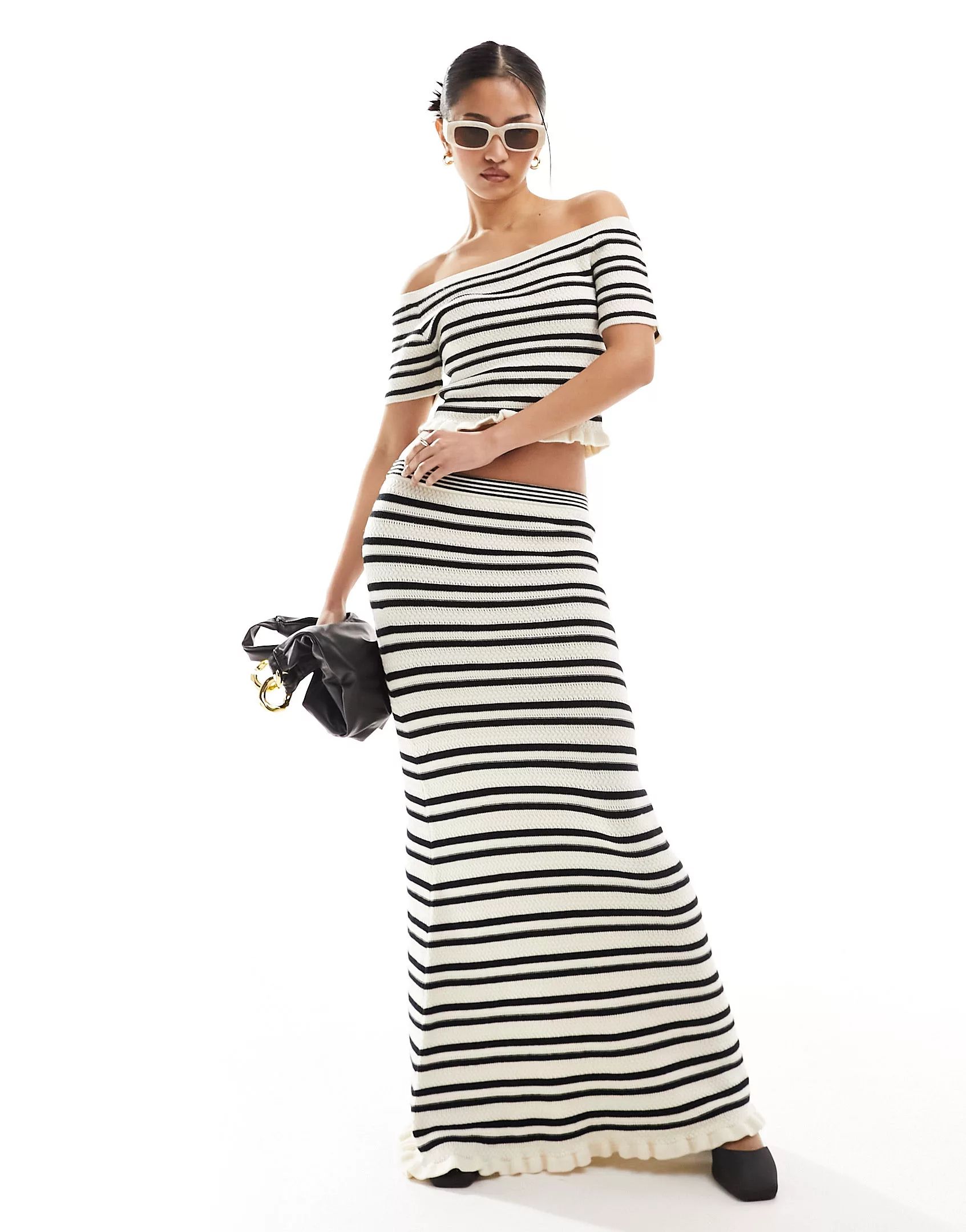 ASOS DESIGN knitted maxi skirt in textured stripe | ASOS | ASOS (Global)