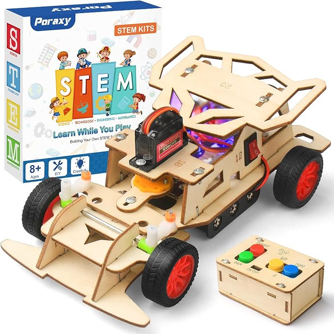 Poraxy STEM Kits for Kids Age 8-10-12, Building Remote Control Model Car, Wooden 3D Puzzles, Toys... | Amazon (US)